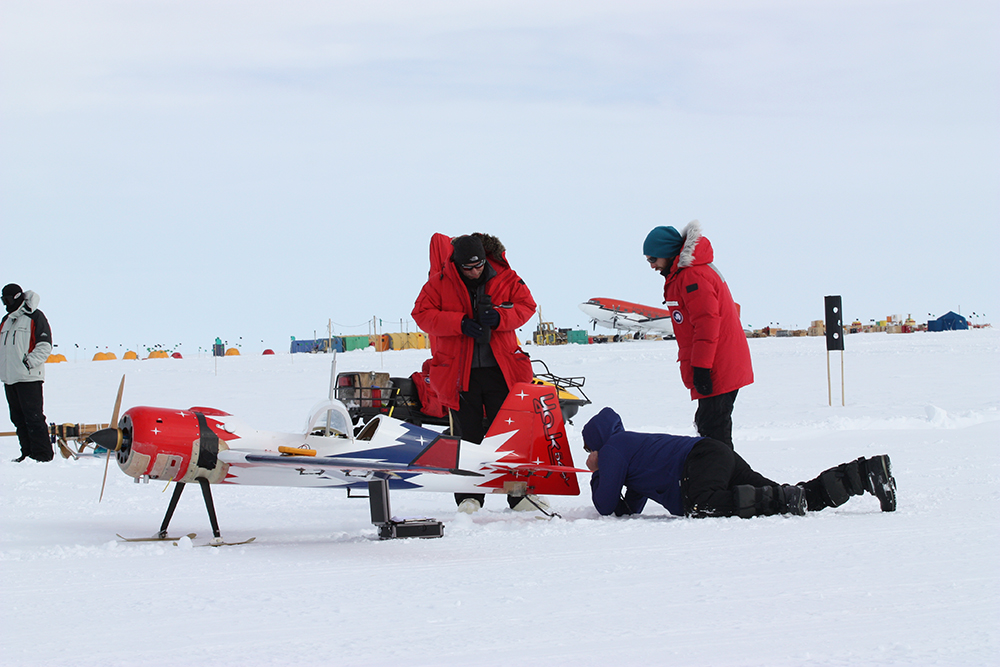Working on a drone on an ice sheet