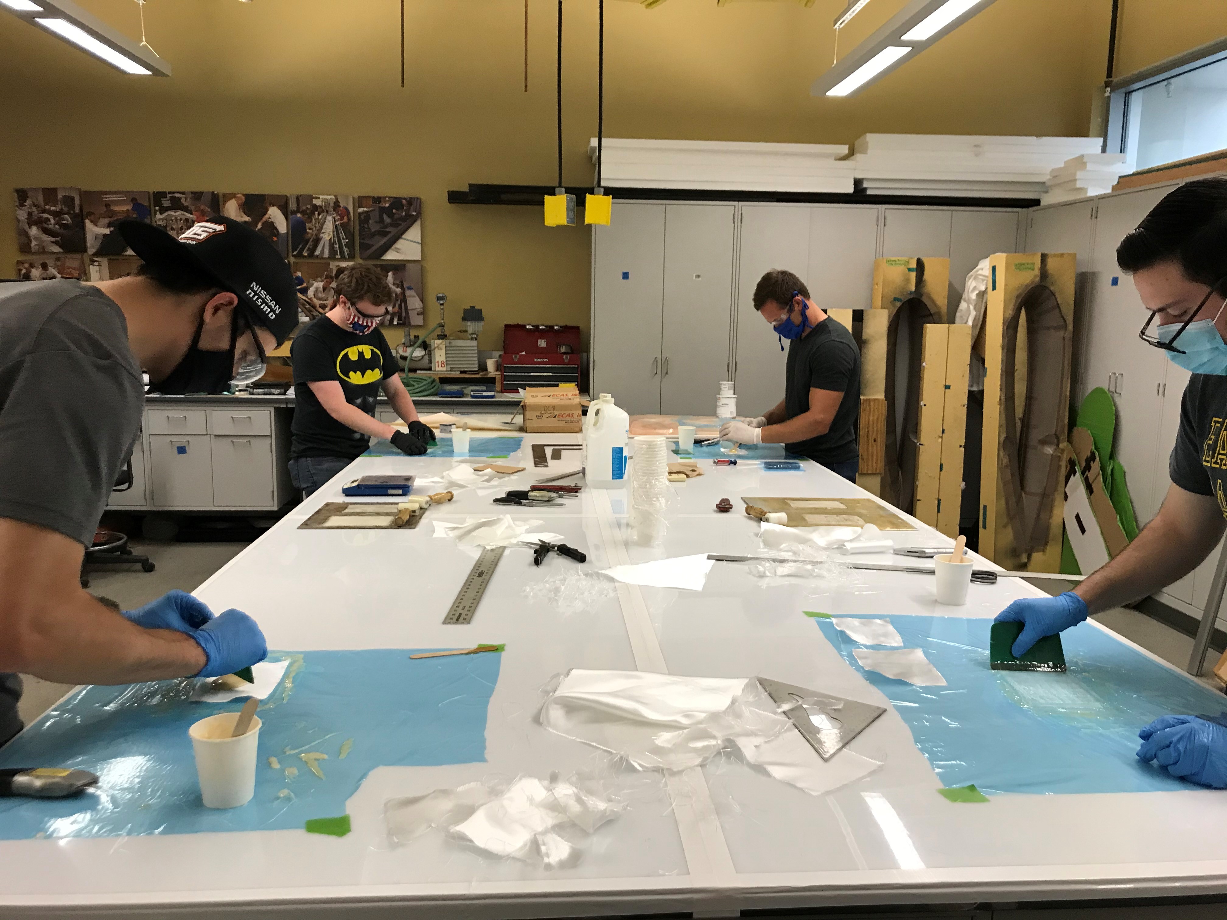 students at work on a project